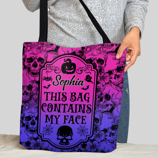 This Bag Contains My Face - Personalized Skull Tote Bag