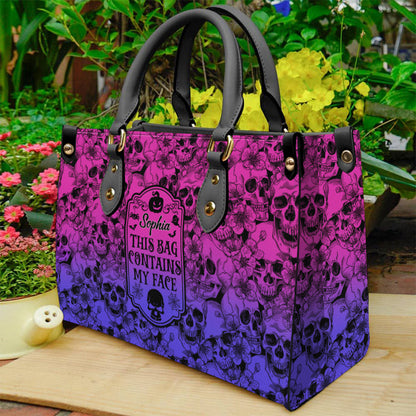 This Bag Contains My Face - Personalized Skull Leather Handbag
