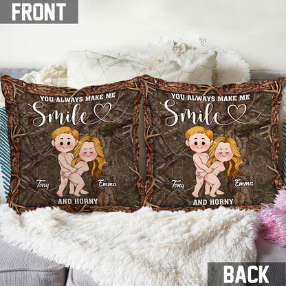 You Make Me Smile - Personalized Hunting Throw Pillow