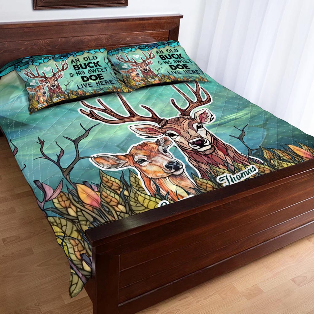 Live Here - Personalized Hunting Quilt Set