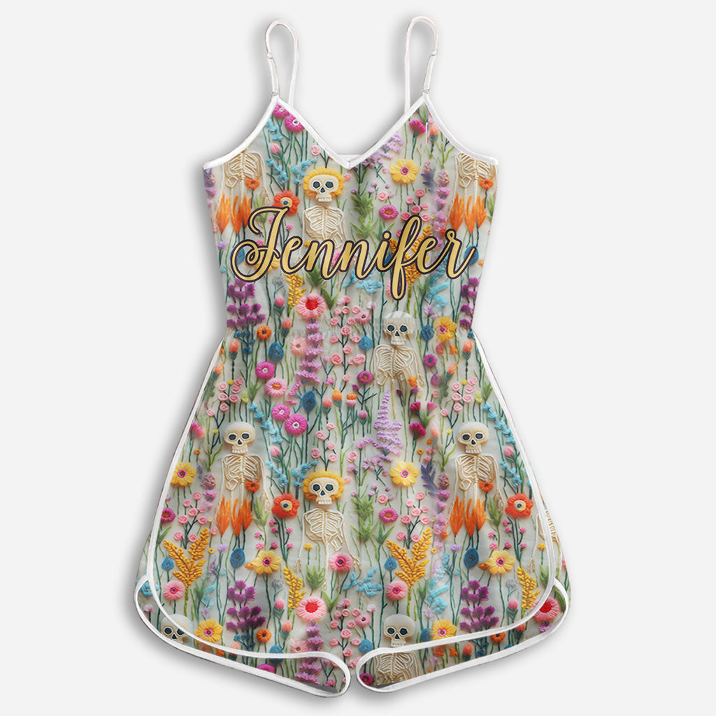 Floral Skeleton - Personalized Skull Romper