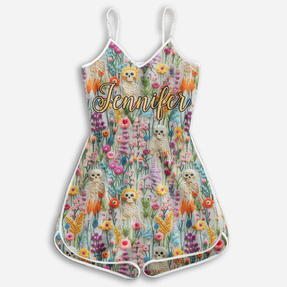 Floral Skeleton - Personalized Skull Romper