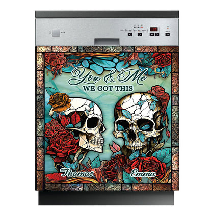 Skull Couple - Skull gift for husband, wife, boyfriend, girlfriend - Personalized Dishwasher Cover