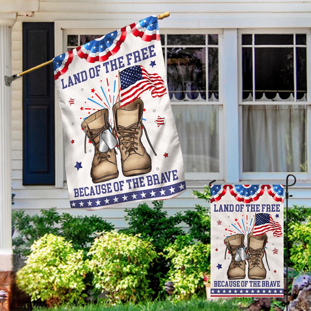 Flagwix American Flag - Land Of The Free Because Of The Brave Veteran Boots Independence Day Patriotic Flag MLN1418F