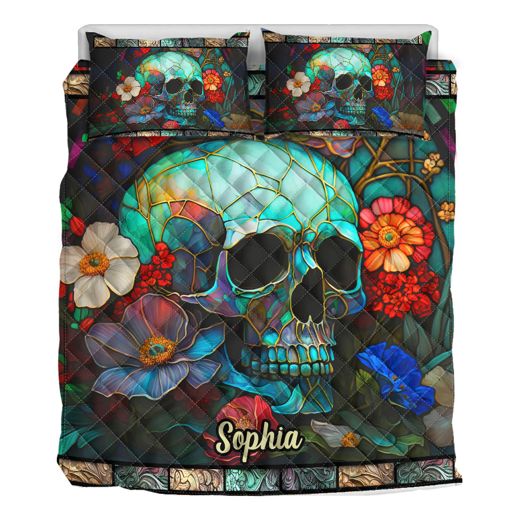 Floral Skull - Personalized Skull Quilt Set