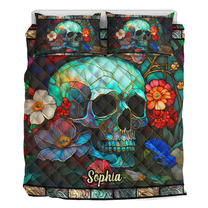 Floral Skull - Personalized Skull Quilt Set