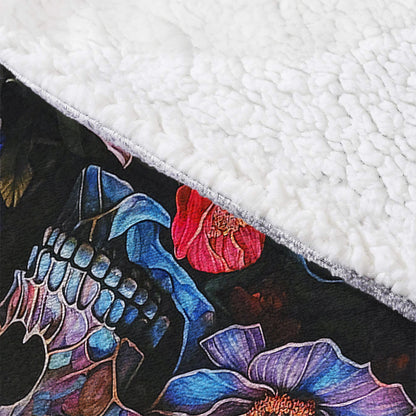 Floral Skull - Personalized Skull Blanket Hoodie