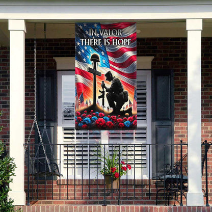 FLAGWIX  Veteran Memorial Day Kneeling Solder Cross In Valor There Is Hope Flag MLN2606F