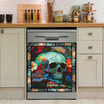 Floral Skull - Personalized Skull Dishwasher Cover