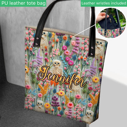Floral Skeleton - Personalized Skull Tote Bag