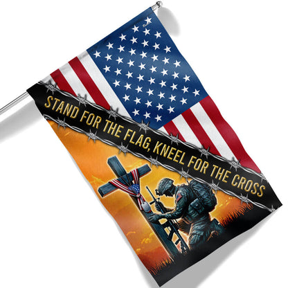 Memorial Day Stand For The Flag, Veteran Christian Cross Memorial America Flag TPT1609F