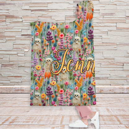 Floral Skeleton - Personalized Skull Hooded Blanket