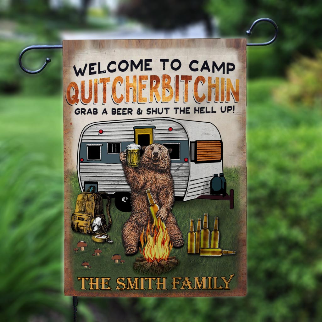 Grab A Beer And Shut The Hell Up - Personalized Camping Garden Flag