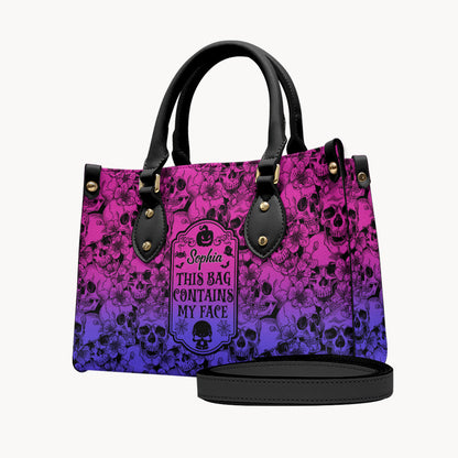 This Bag Contains My Face - Personalized Skull Leather Handbag
