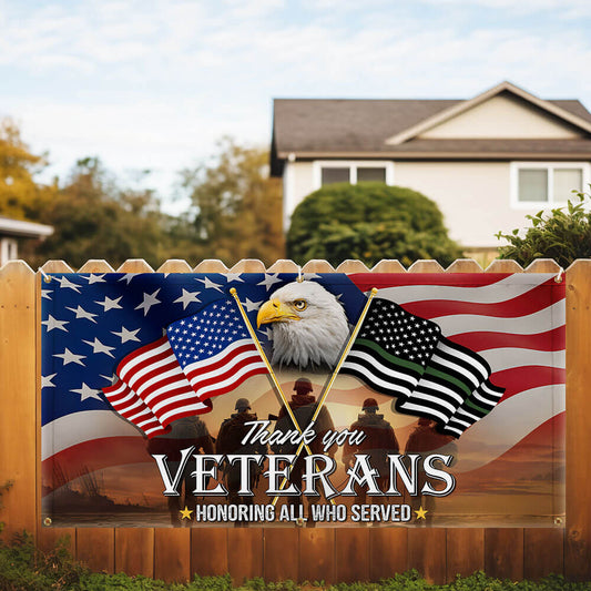 Veterans Day Thank You Veterans, American Eagle Memorial Veteran Fence Banner TPT1643FB