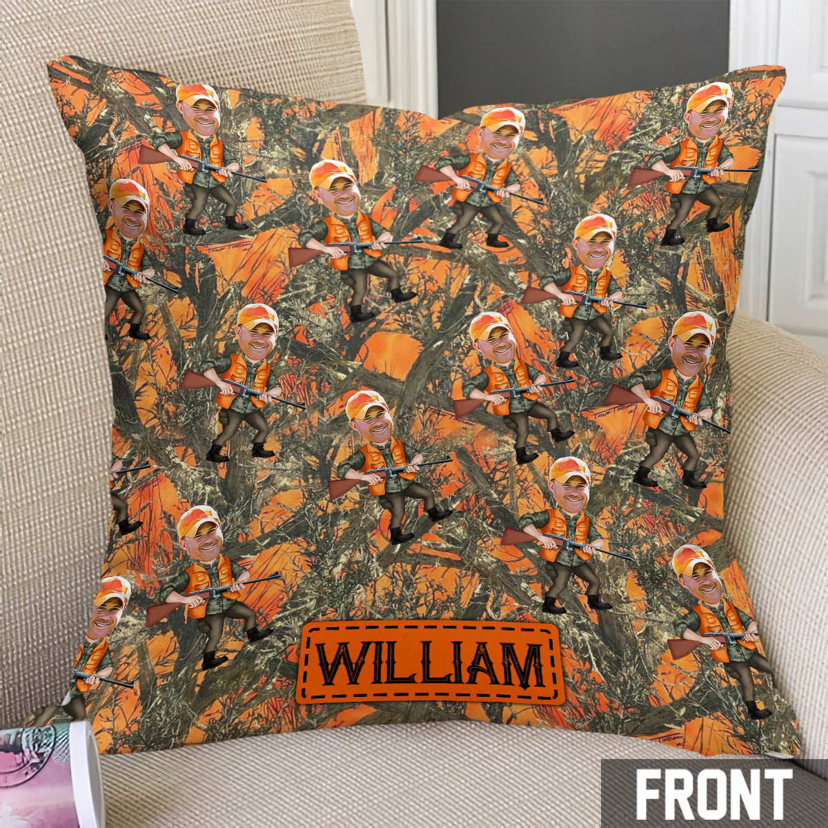 Photo Inserted Hunter - Personalized Hunting Throw Pillow