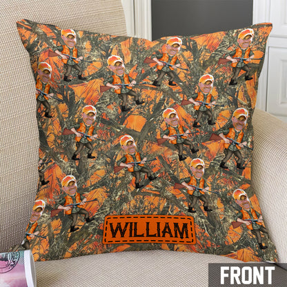 Photo Inserted Hunter - Personalized Hunting Throw Pillow