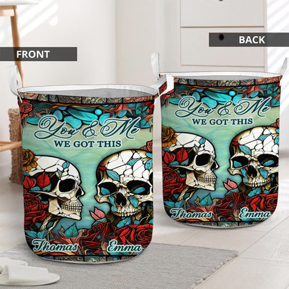 Skull Couple - Skull gift for husband, wife, boyfriend, girlfriend - Personalized Storage Basket