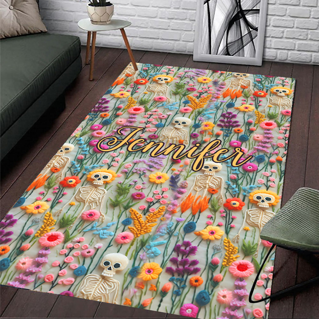 Floral Skeleton - Personalized Skull Rug
