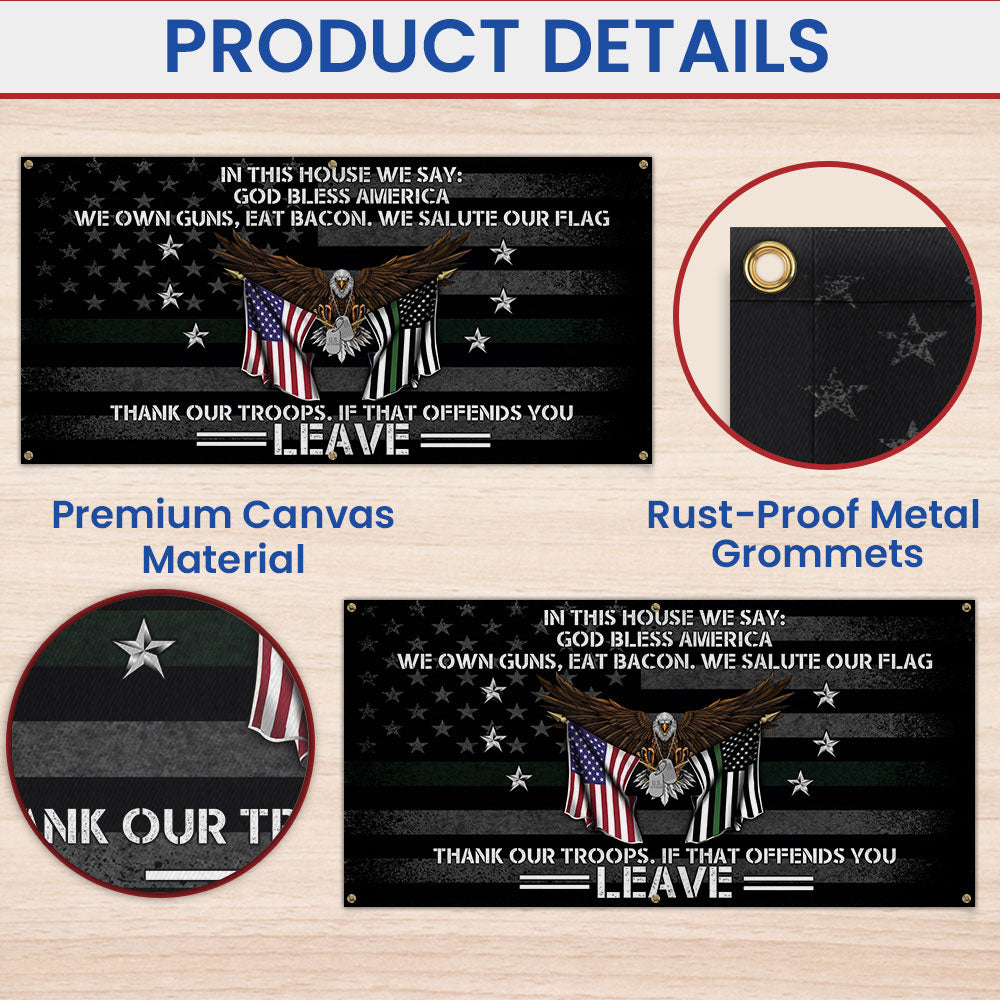 Patriotic In This House We Salute Our Flag God Bless America Fence Banner MLN2647FB