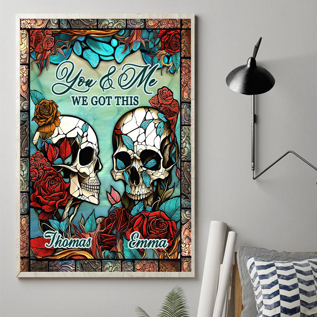 Skull Couple - Skull gift for husband, wife, boyfriend, girlfriend - Personalized Canvas And Poster