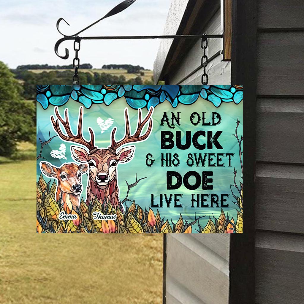 Live Here - Personalized Hunting Rectangle Metal Sign