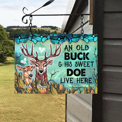 Live Here - Personalized Hunting Rectangle Metal Sign