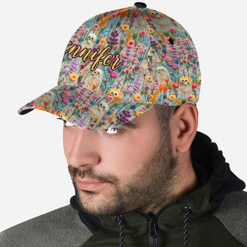 Floral Skeleton - Personalized Skull Classic Cap