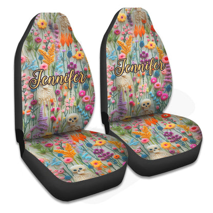 Floral Skeleton - Personalized Skull Seat Covers