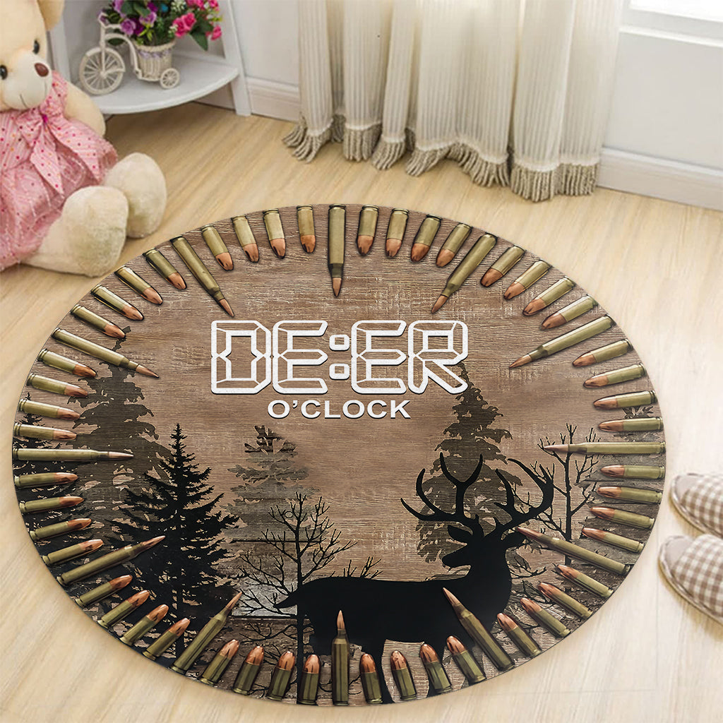 Deer O'Clock - Hunting Round Rug