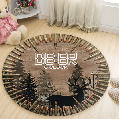 Deer O'Clock - Hunting Round Rug