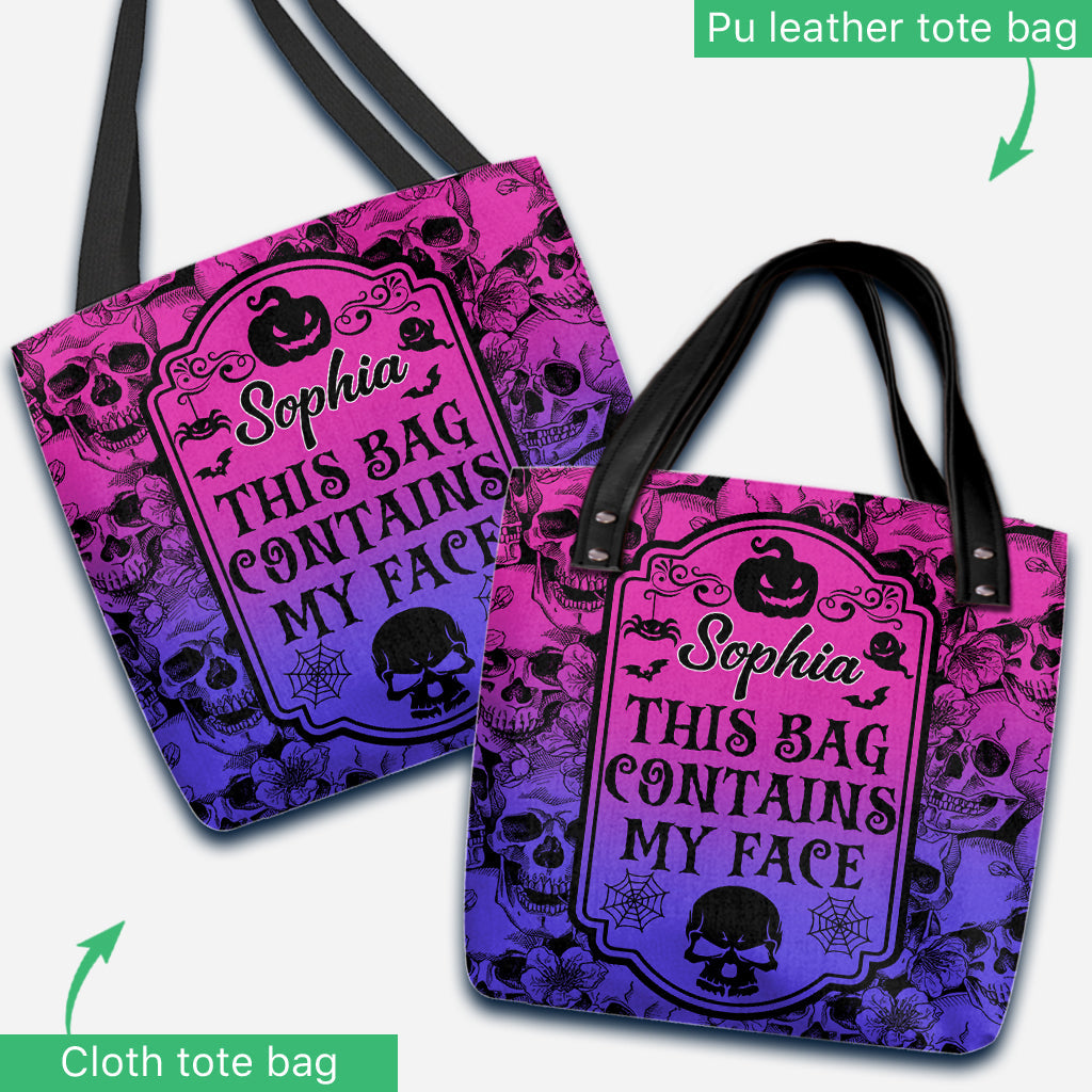 This Bag Contains My Face - Personalized Skull Tote Bag