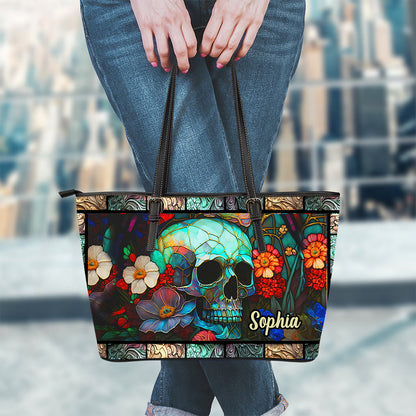 Floral Skull - Personalized Skull Leather Bag