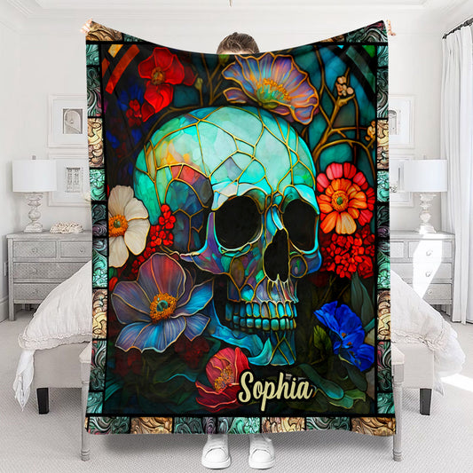 Floral Skull - Personalized Skull Blanket