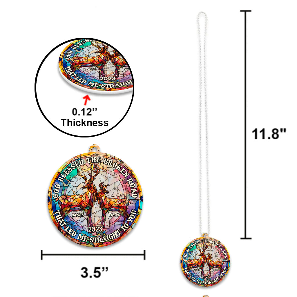 God Blessed The Broken Road - Personalized Hunting Car Ornament