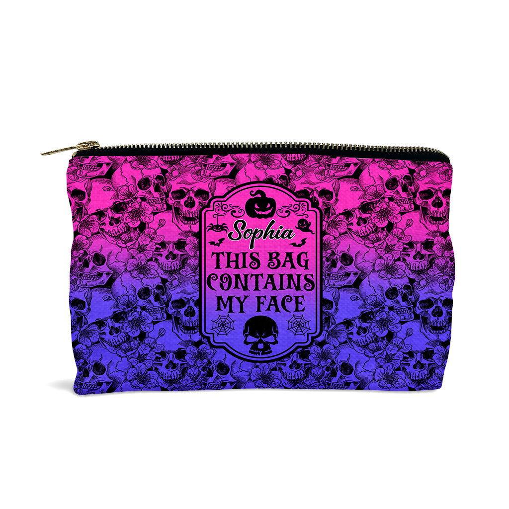 This Bag Contains My Face - Personalized Skull Pouch