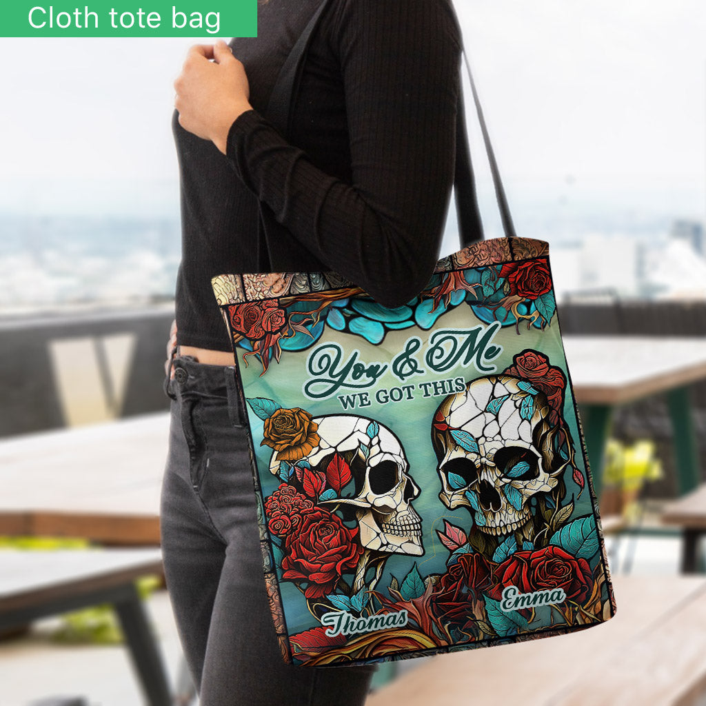 Skull Couple - Skull gift for husband, wife, boyfriend, girlfriend - Personalized Tote Bag