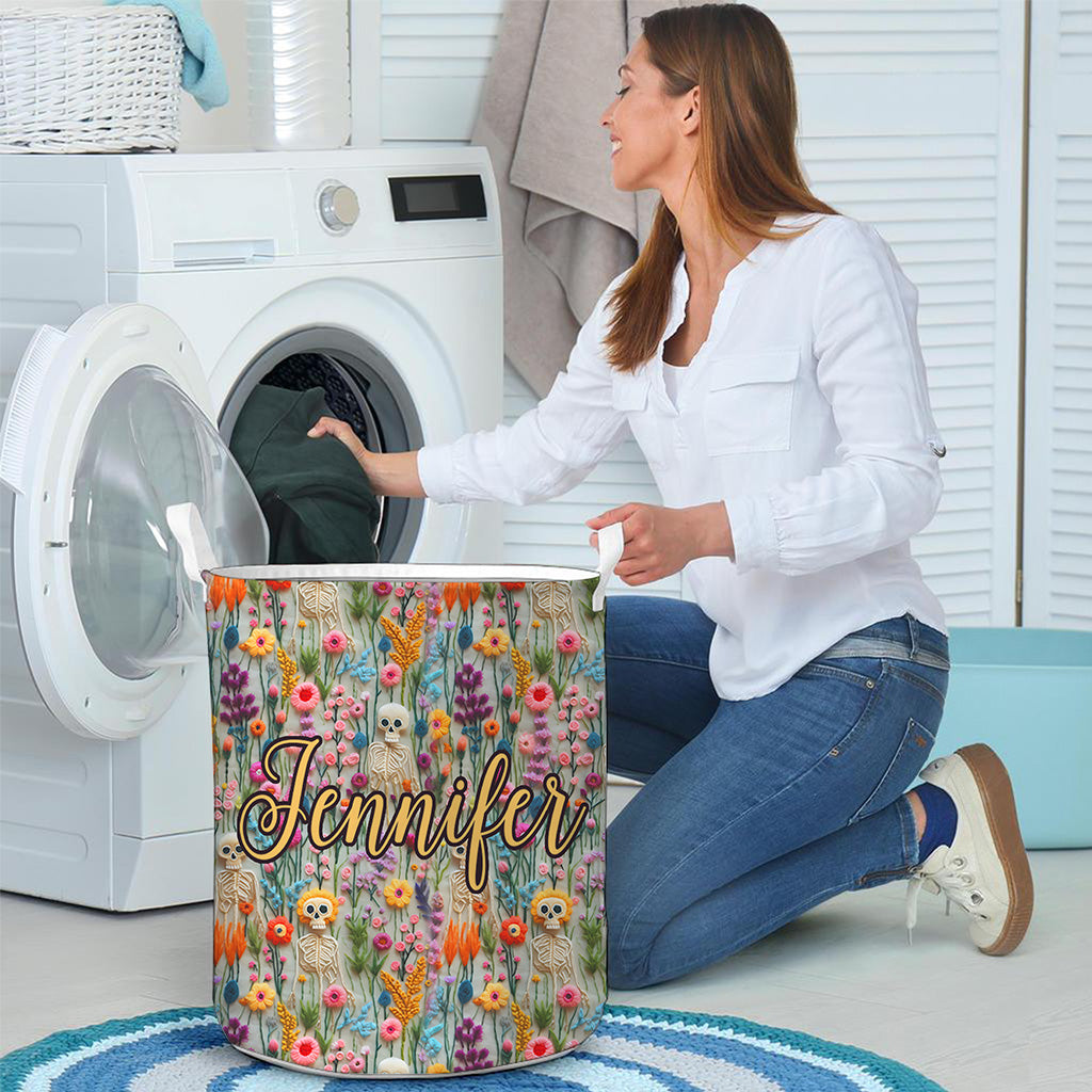 Floral Skeleton - Personalized Skull Storage Basket