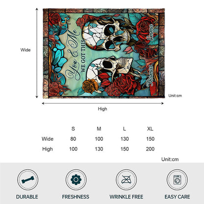 Skull Couple - Skull gift for husband, wife, boyfriend, girlfriend - Personalized Blanket