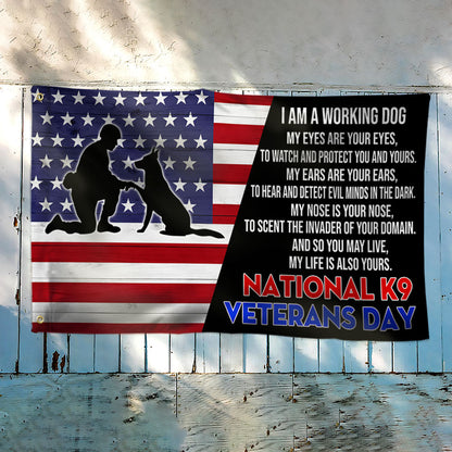 National K9 Veterans Day German Shepherd Grommet Flag QNH12GF