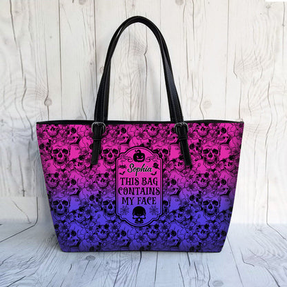 This Bag Contains My Face - Personalized Skull Leather Bag