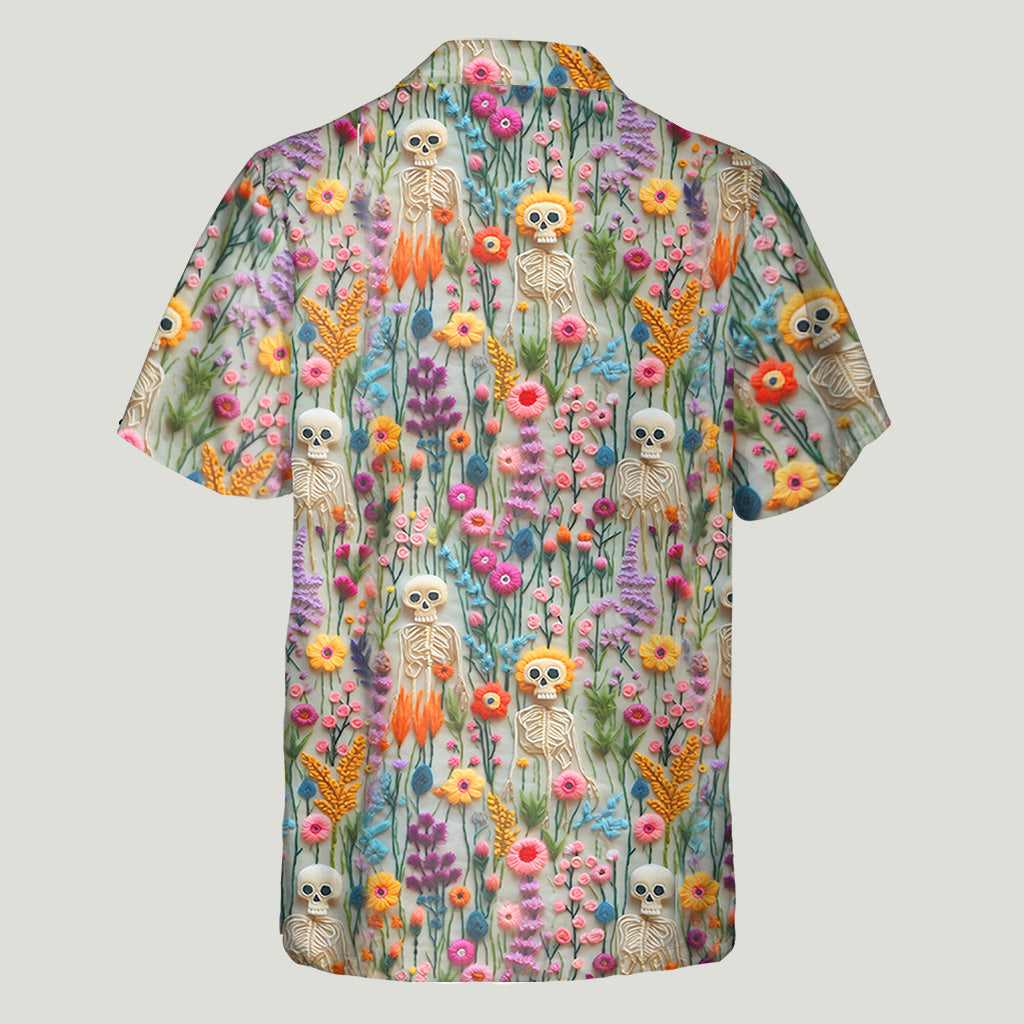 Floral Skeleton - Personalized Skull Hawaiian Shirt