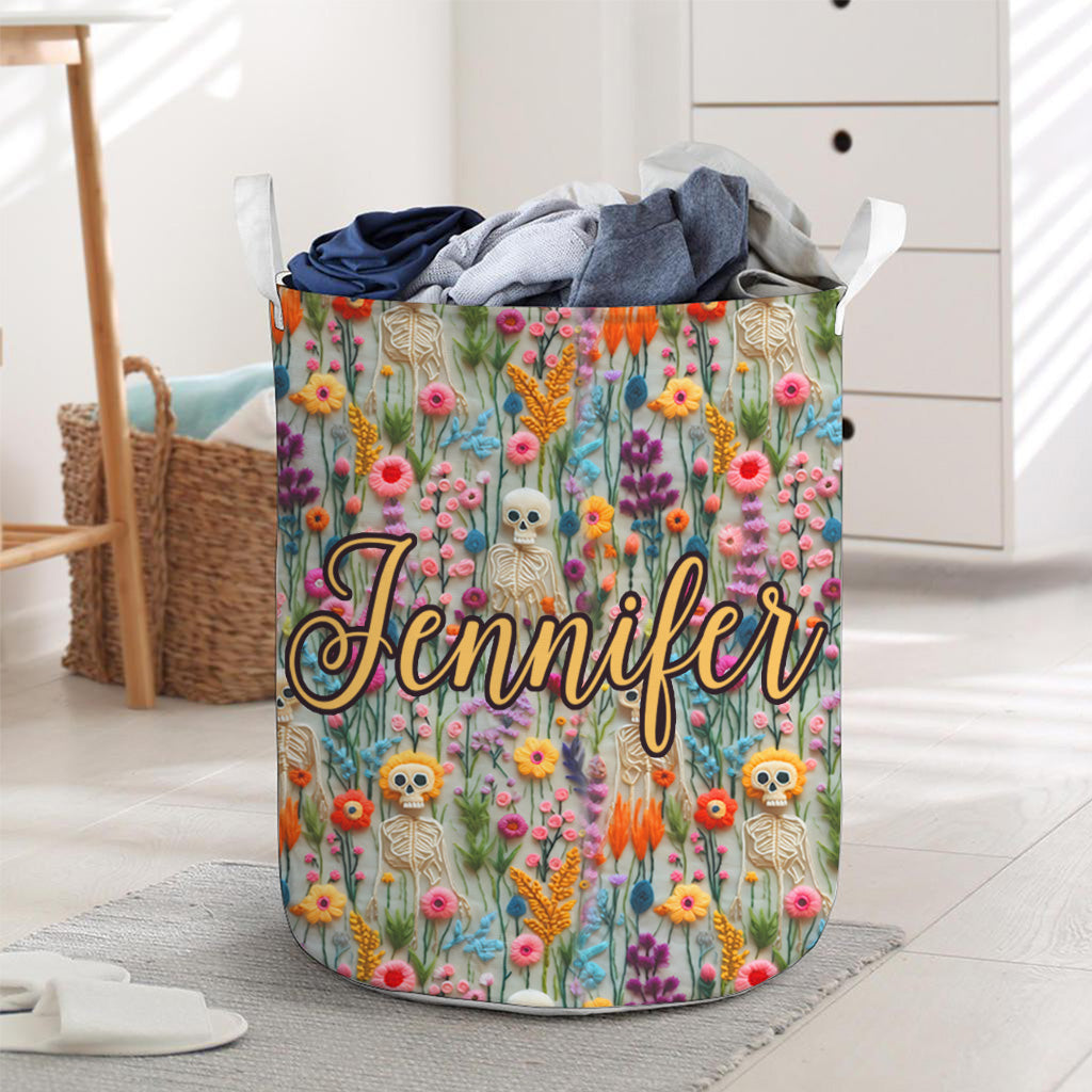Floral Skeleton - Personalized Skull Storage Basket