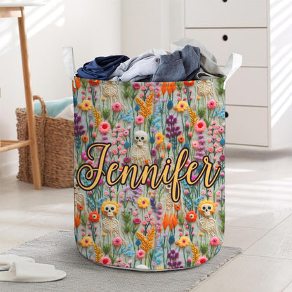 Floral Skeleton - Personalized Skull Storage Basket