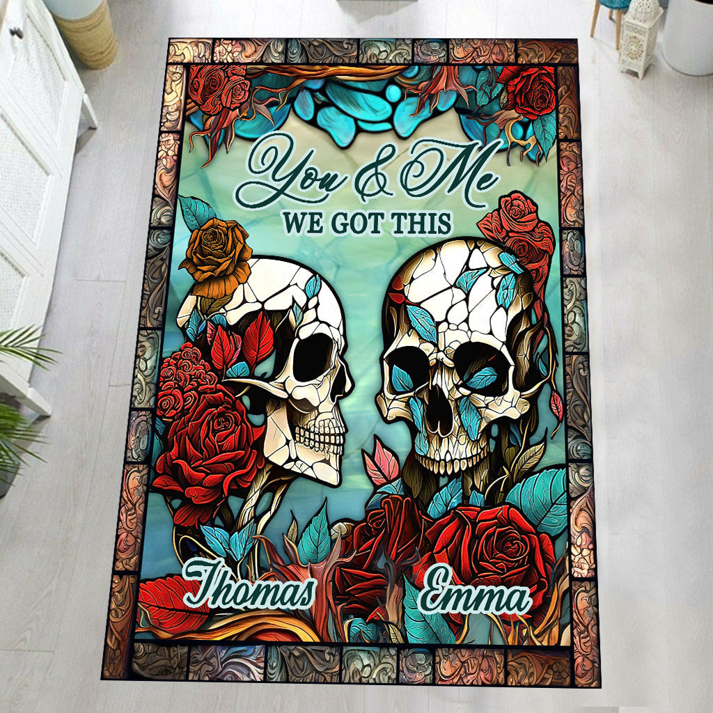 Skull Couple - Skull gift for husband, wife, boyfriend, girlfriend - Personalized Rug