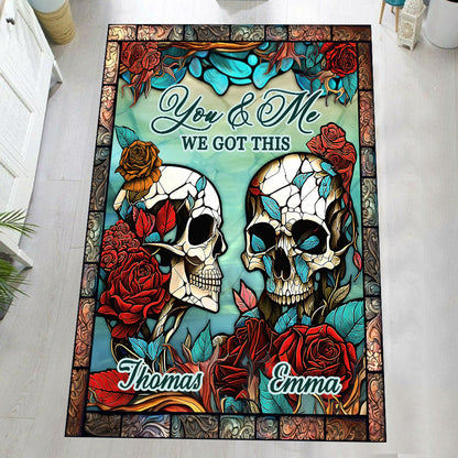 Skull Couple - Skull gift for husband, wife, boyfriend, girlfriend - Personalized Rug