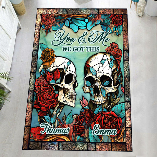 Skull Couple - Skull gift for husband, wife, boyfriend, girlfriend - Personalized Rug