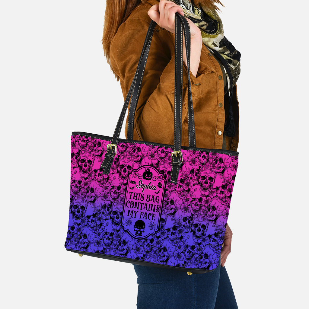 This Bag Contains My Face - Personalized Skull Leather Bag
