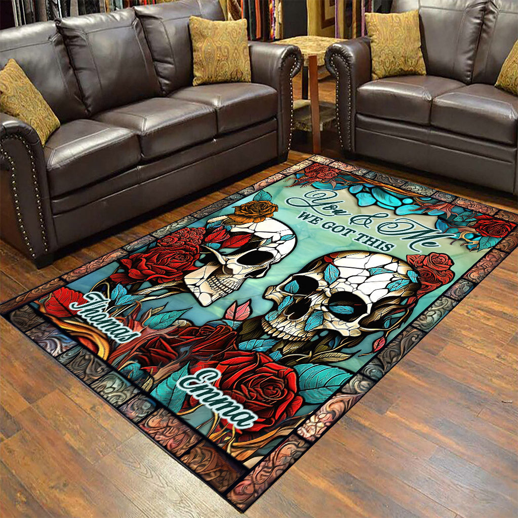 Skull Couple - Skull gift for husband, wife, boyfriend, girlfriend - Personalized Rug