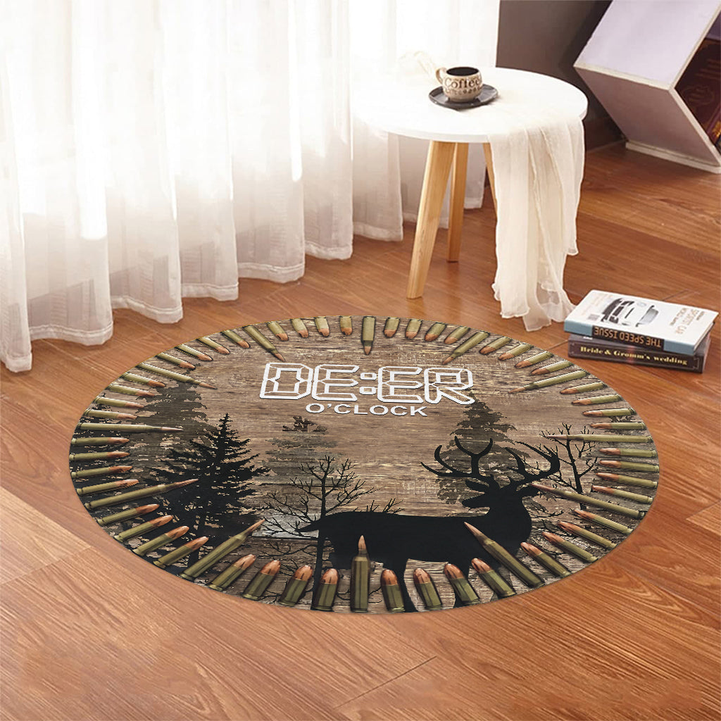 Deer O'Clock - Hunting Round Rug